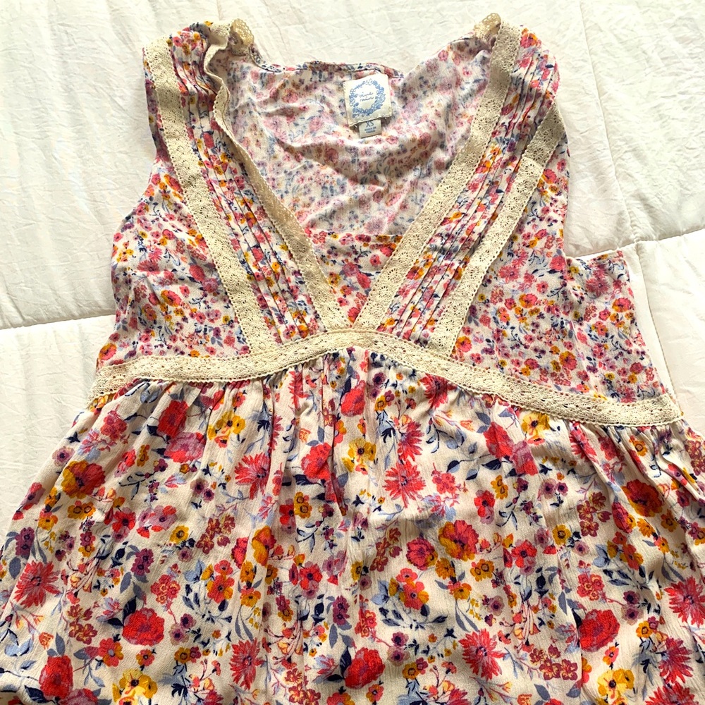 Blue rain women’s floral flowy lace tank blouse